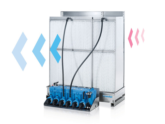 Condair ME provides evaporative cooling to an air handling unit
